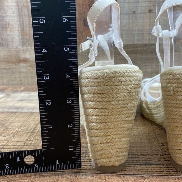 Colin Stuart White Strappy Espadrille Wedge Sandals Womens 8.5 Slingback - Picture 8 of 12